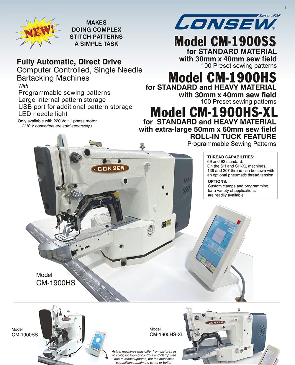 CONSEW CM-1900HS Electronic Tacker