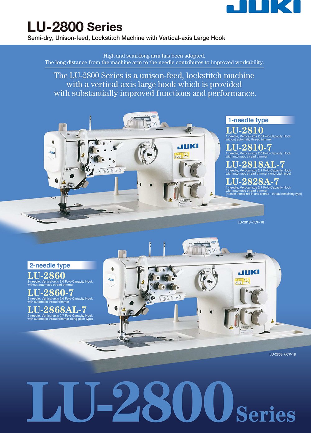 JUKI LU-2810 LU-2860 Walking Foot Sewing Machine