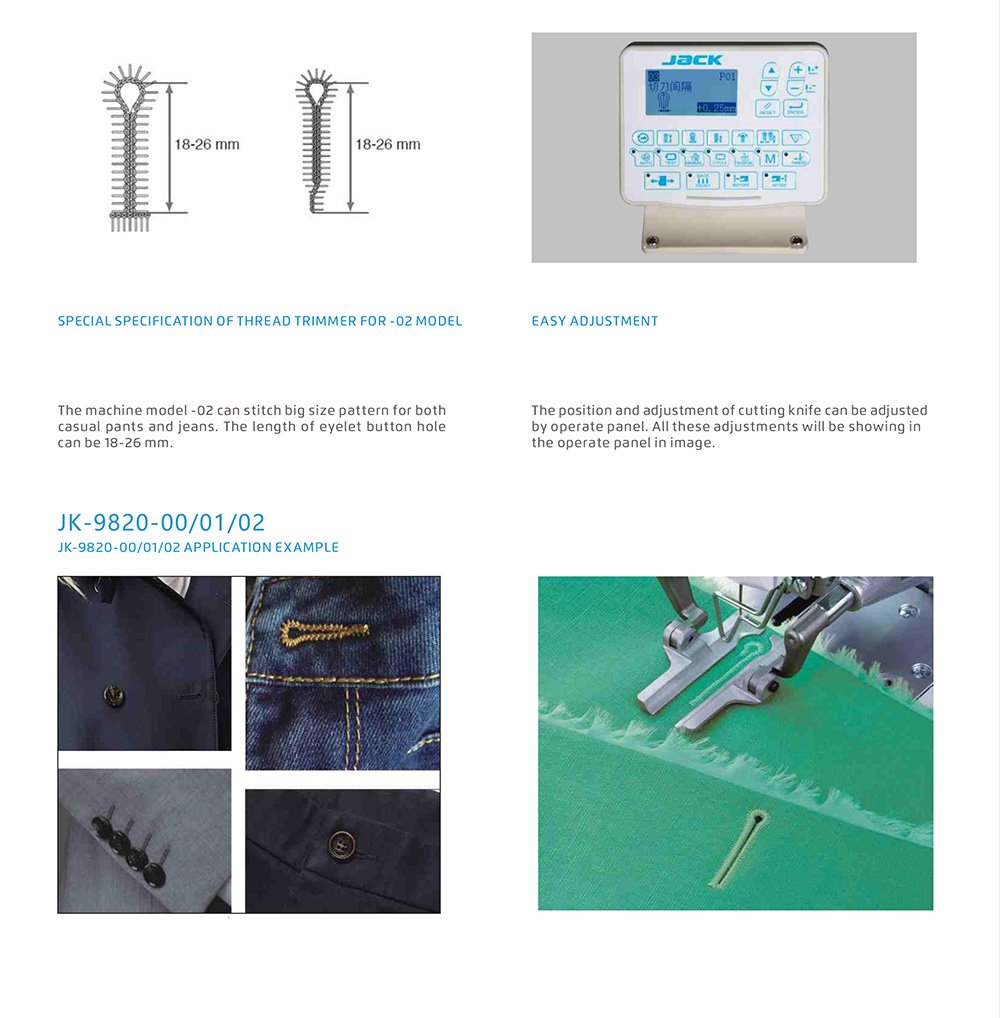 JACK JK-T9820-02 Electronic Key Hole Sewing Machine